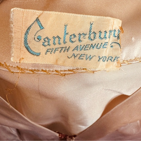 Vintage 30s Canterbury New York Champaign Satin Zip Dress Robe S/M - Picture 8 of 16
